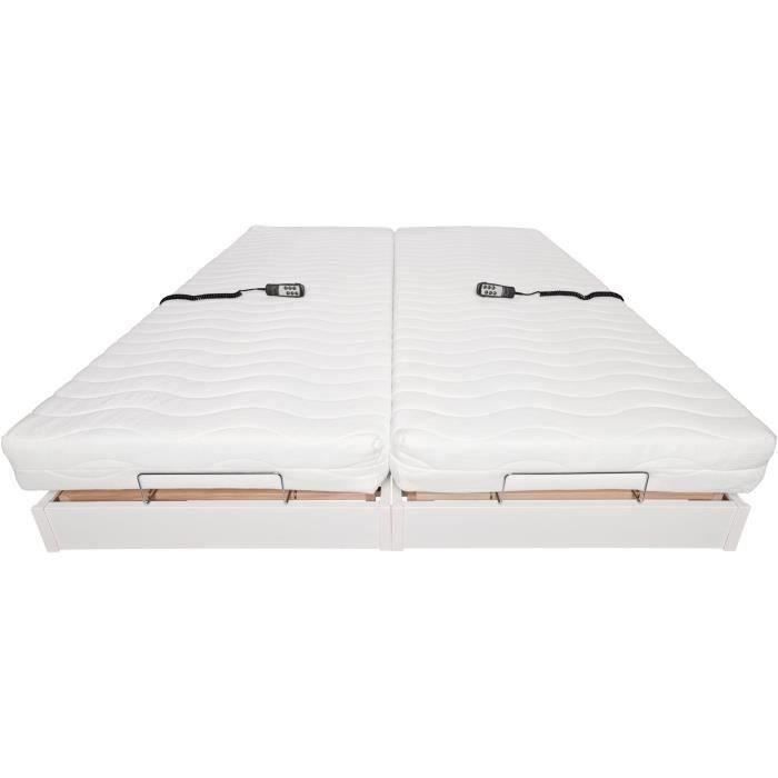Relaxation set: mattress + electric bed bases 2x90x200 - Foam - Firm - TALCA Made in France
