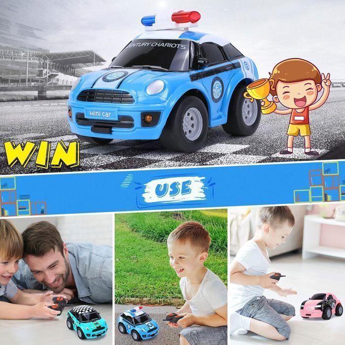 Voiture télécommandée 2 3 Ans Enfant Voiture Jouet motricité avec télécommande avec VOITURE DE POLICE - BLEU