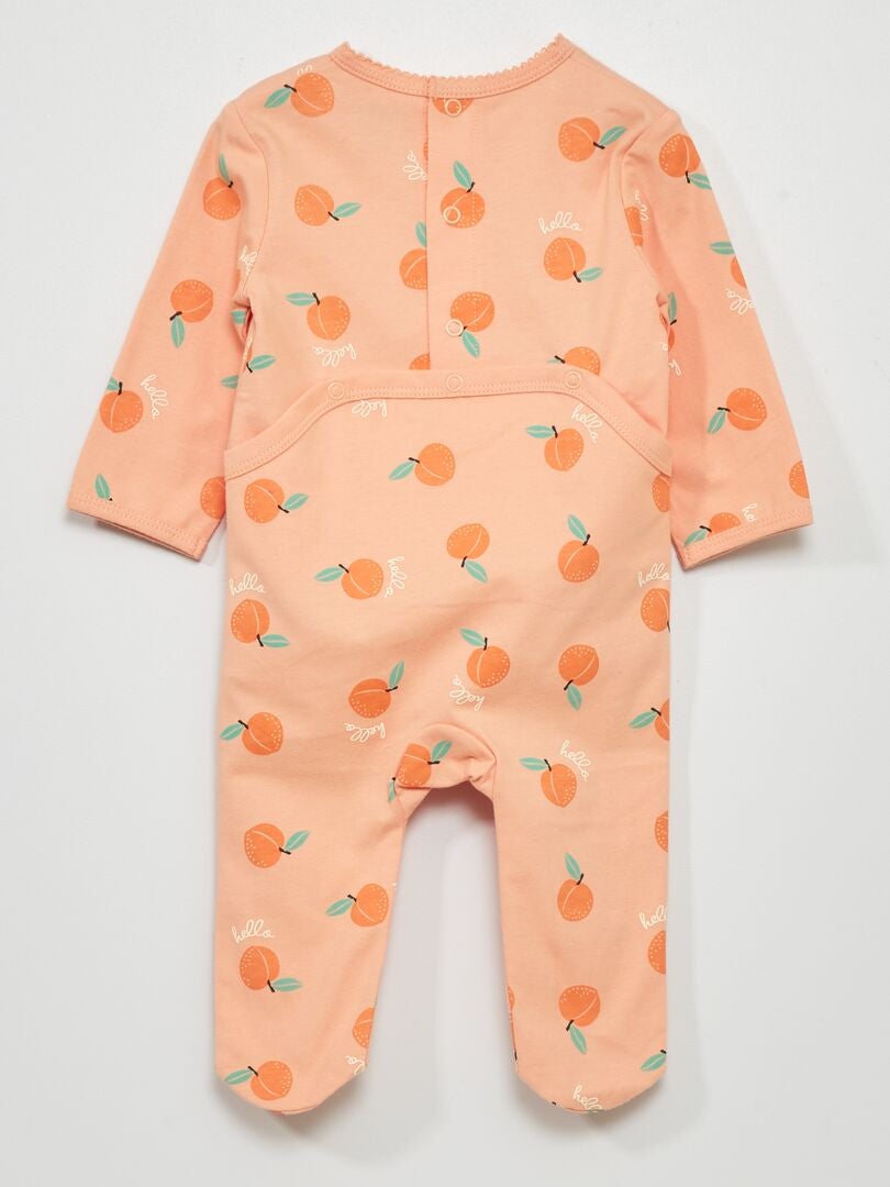 Macacão curto de malha com estampa - LARANJA