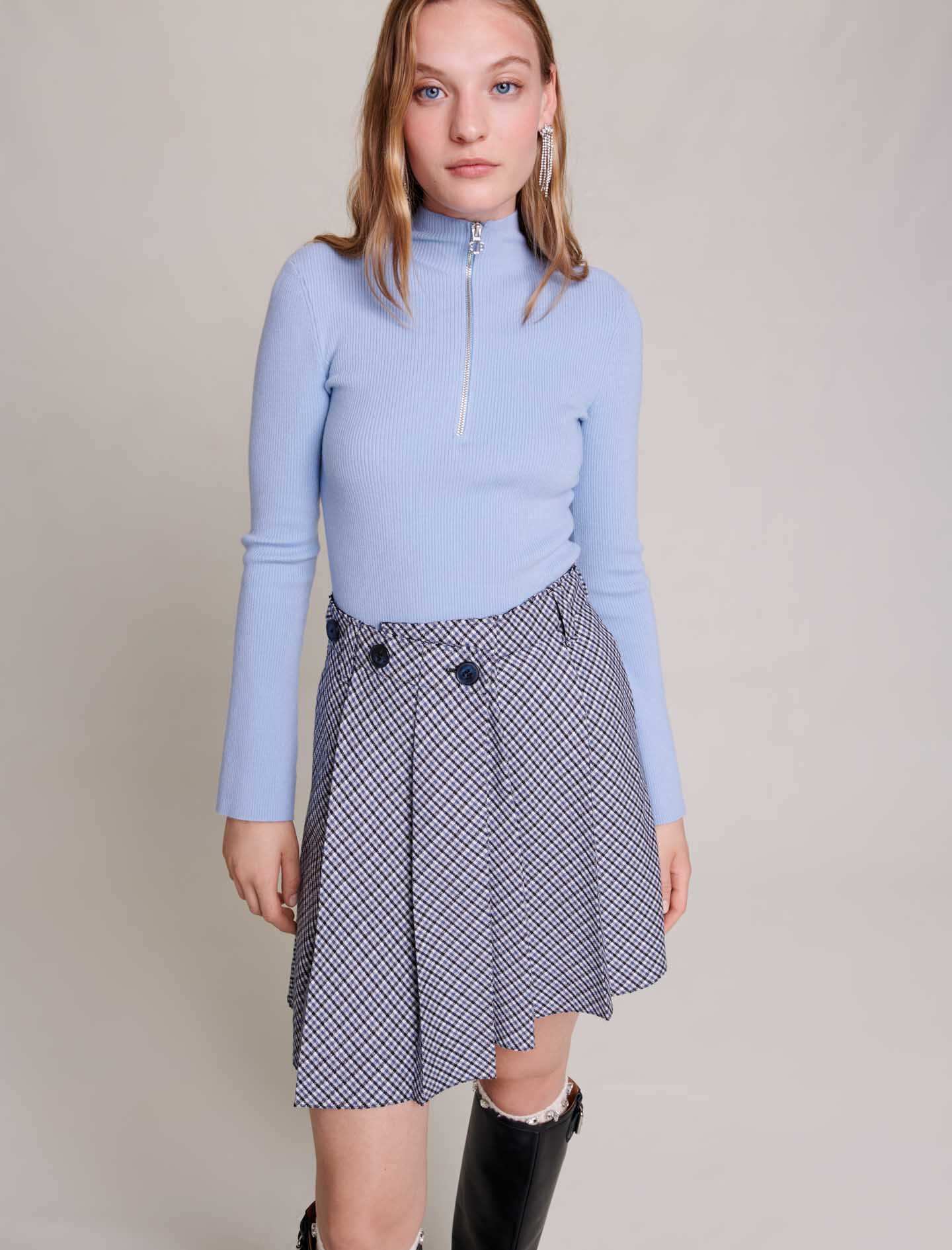 Asymmetrische rok - Blauw/grijs