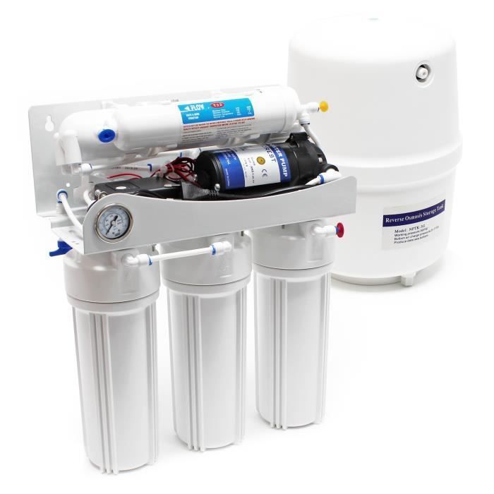 Naturewater 5-etapes osmose inverse 180l/jour pompe de surpression, manomètre