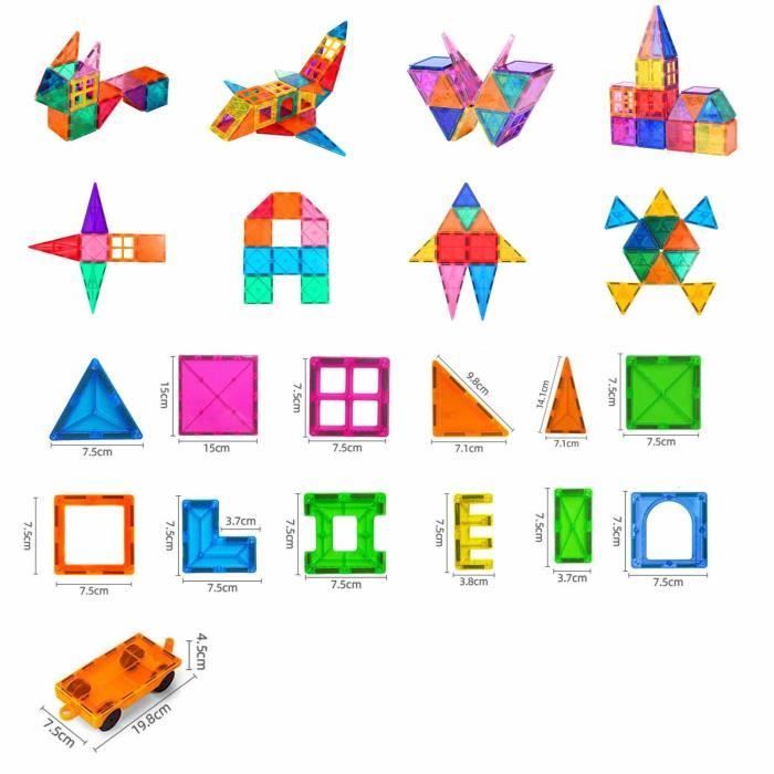 Blocs Construction Magnétiques - BLEOSAN - 128 pièces - Jouet de Construction Puzzle Magnetique