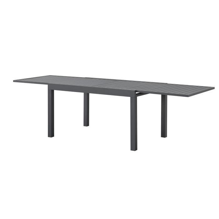 Mesa de jardín rectangular extensible para 6 a 10 personas - Estructura de aluminio - L 135-270 x An 90 x Al 75 cm - Gris oscuro