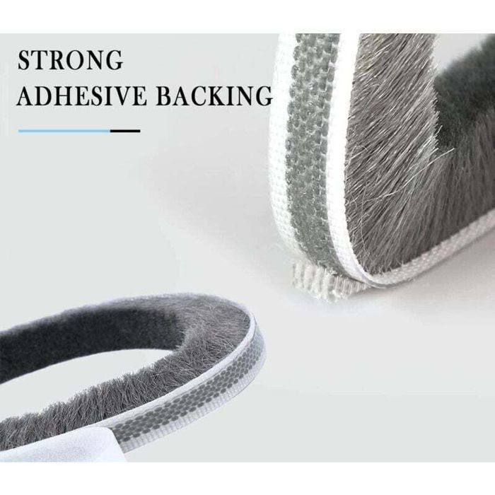Burlete para puertas con cepillo - ZOR® - 1 m x 9 mm x 23 mm - Gris - Insonorizado - Adhesivo - Sellado mejorado