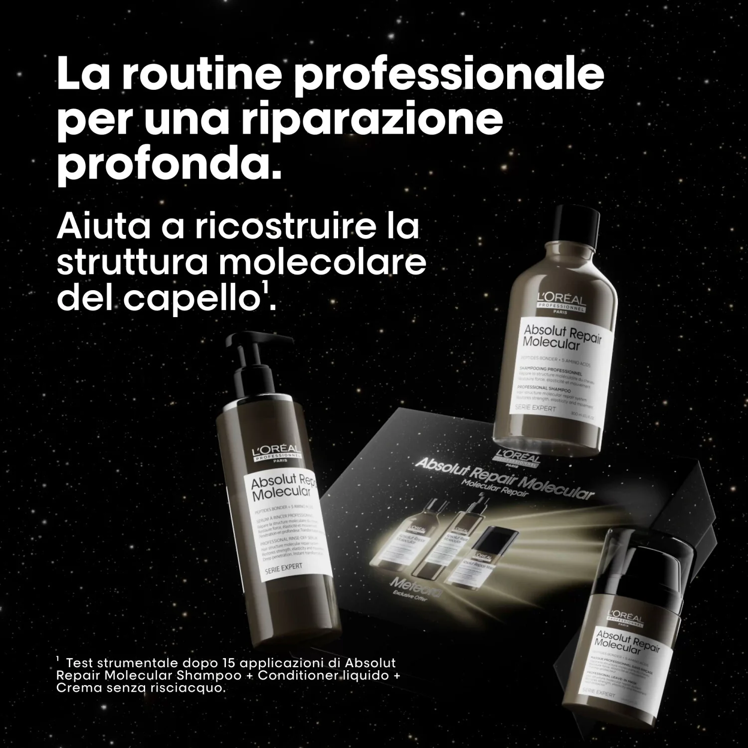SERIE EXPERT New Cofanetto Natale Absolut Repair Molecular Shampoo, Conditioner e Crema leave-in - Cofanetti per Capelli, Shampoo Riparatore, Balsamo Riparatore Capelli, Spray Termo Protettivo
