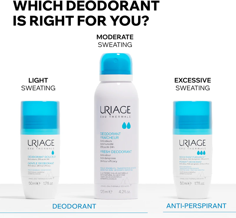 Desodorante spray Uriage Hygiène Fresh para proteção de 24 horas.