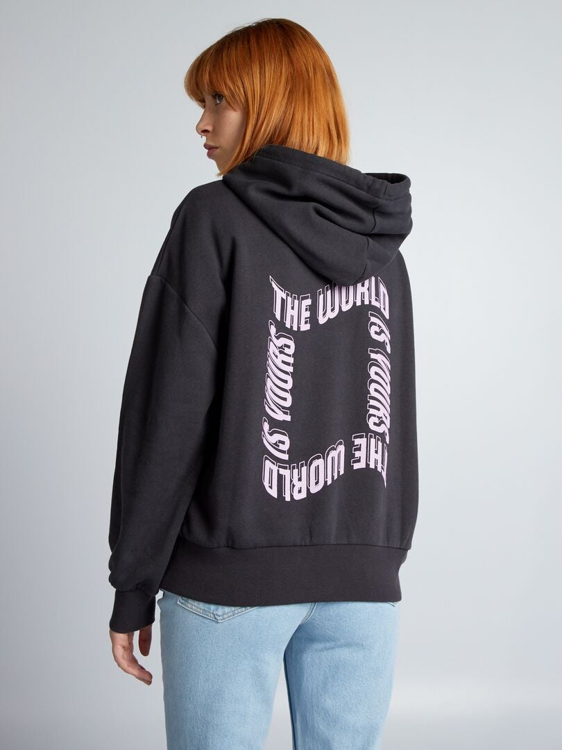 Sudadera con capucha estampada - NEGRA