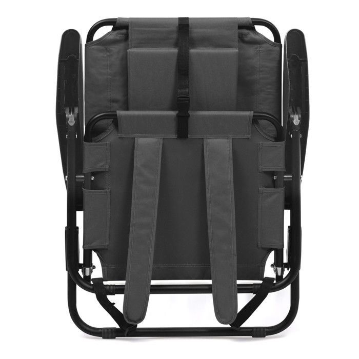 IDMARKET Lot de 2 chaises de plage pliantes - fauteuils de jardin inclinables sac à dos gris anthracite et toile grise