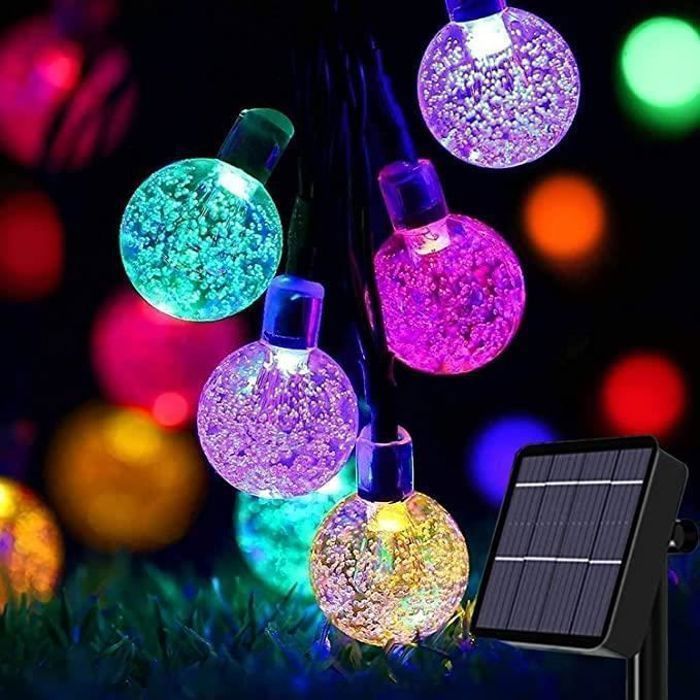 Guirnalda de luces solares impermeables de 6,5 m con 30 LED, 8 modos de iluminación, ideal para exteriores, jardín, patio y fiestas (multicolor).