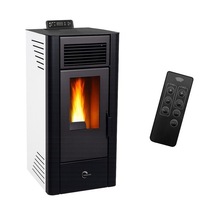 Estufa de pellets sellada Sannover Anita de 11,6 kW, color blanco.