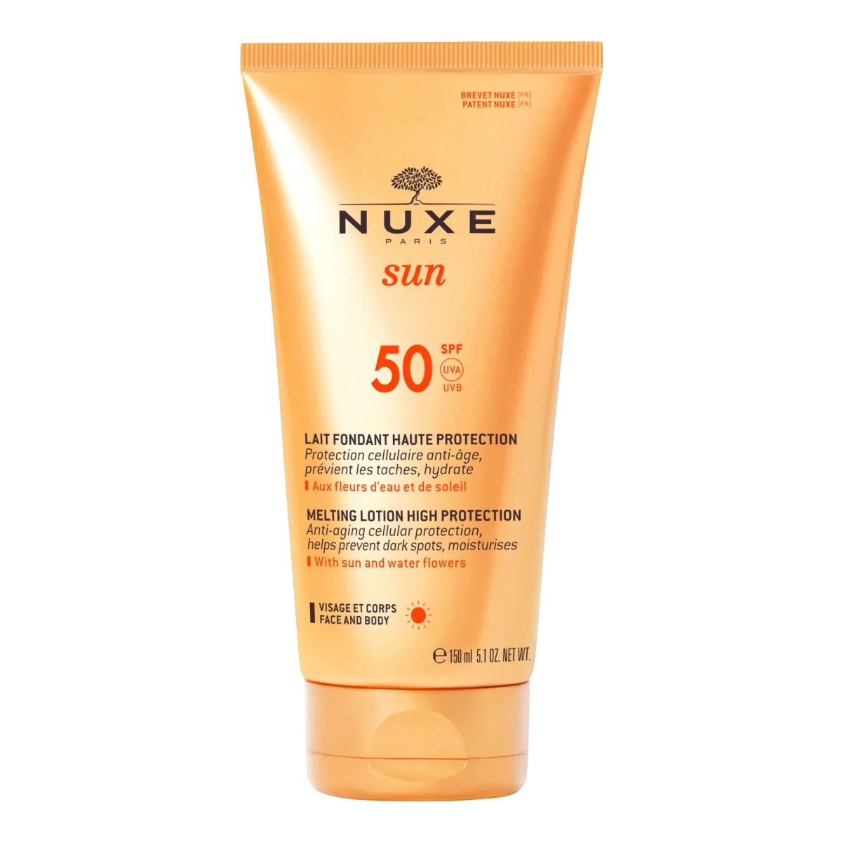 Lait solaire NUXE SPF50 150 ml pour le visage et le corps