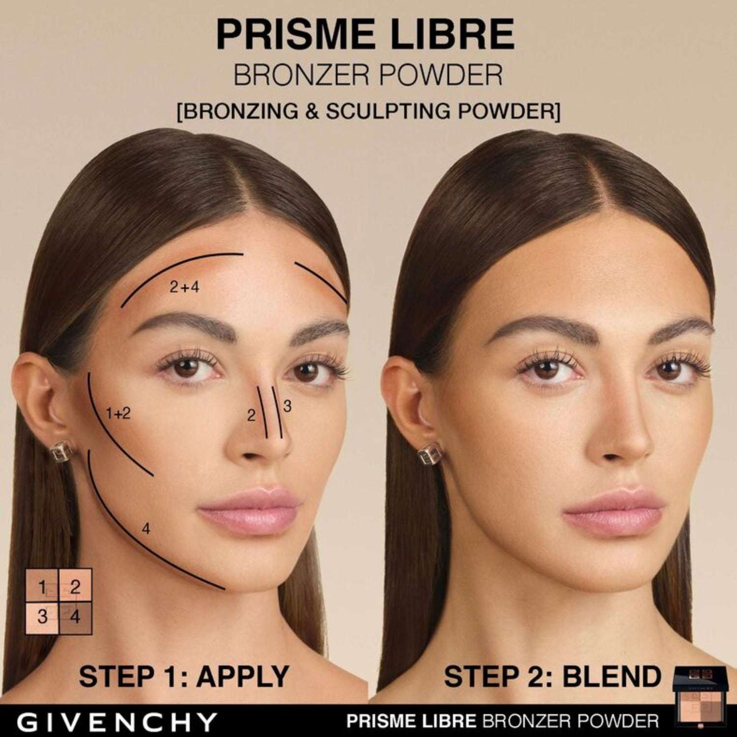 Givenchy Bronzer Prisme Libre 4-farebný bronzujúci a kontúrovací púder – 7 g