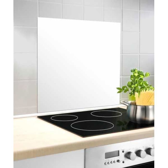 WENKO Fond de hotte, crédence cuisine verre, verre trempé, 60x70 cm, blanc