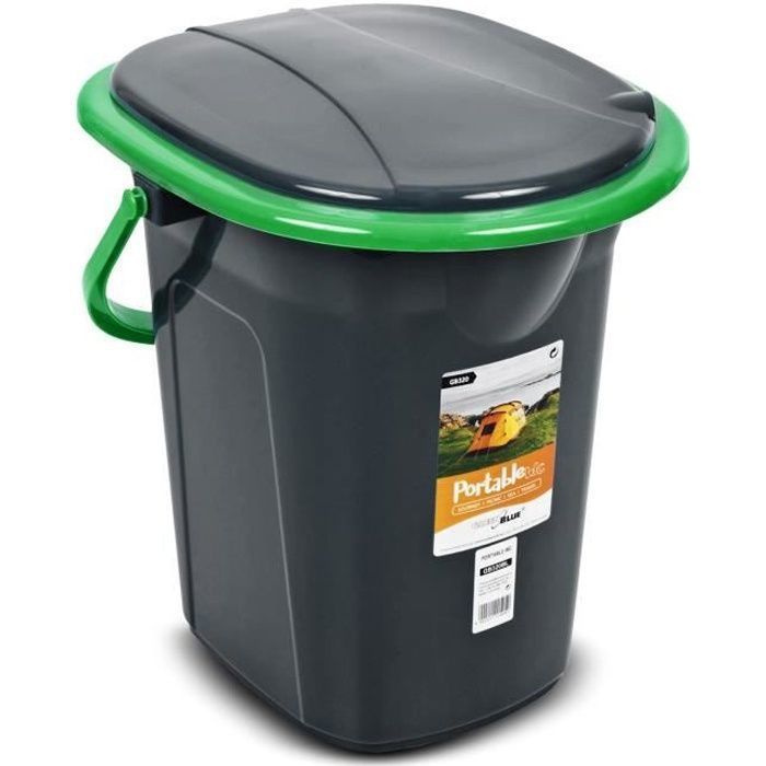 Toilette portatile - Verde-Blu - GB320 - 19L - Nero-Verde - Incl. porta carta igienica