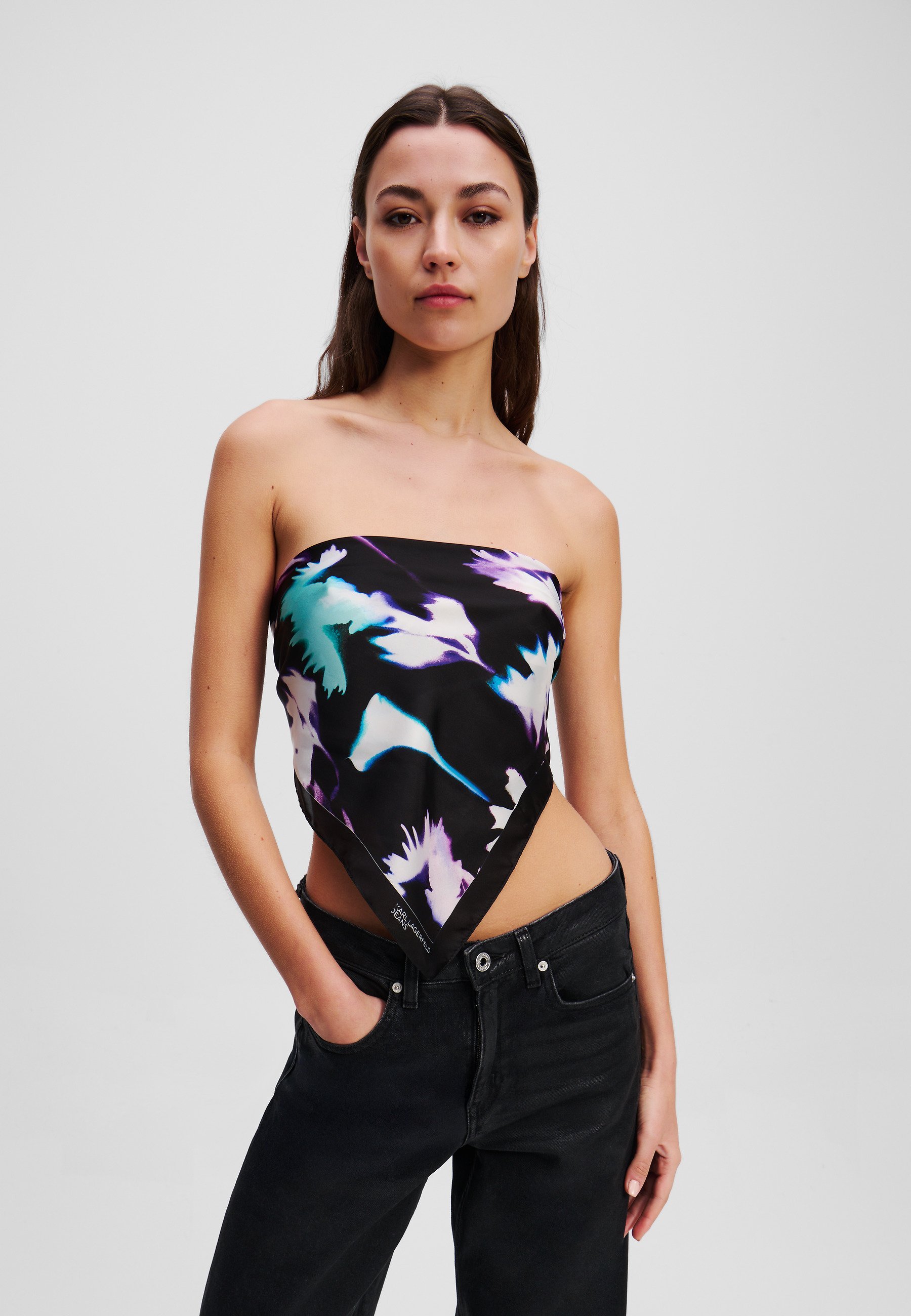Karl Lagerfeld Jeans FLOWER BANDANA UNISEX - Foulard - schwarz