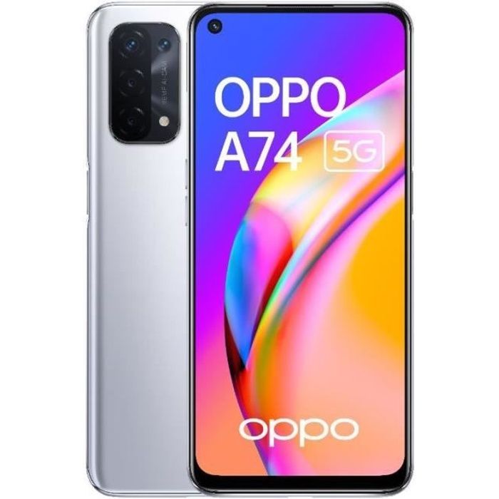 OPPO A74 5G Smartphone - 128GB Grijs - 6,5 inch FHD+ 90Hz scherm - 48MP Quad Camera - 5000mAh batterij