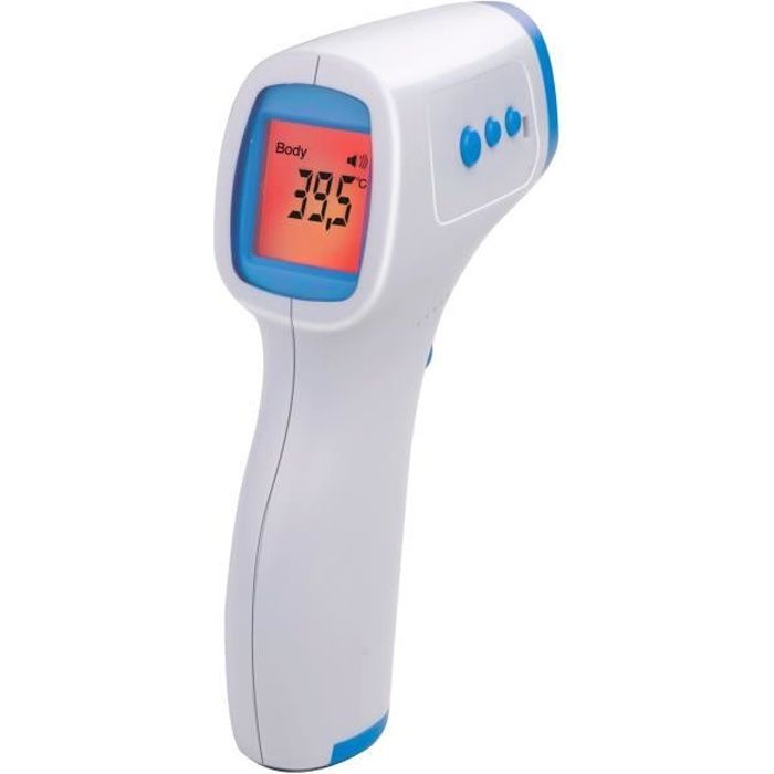 Termómetro infrarrojo sin contacto EDCO Grundig para la frente, preciso, rápido, con memoria para 16 temperaturas.