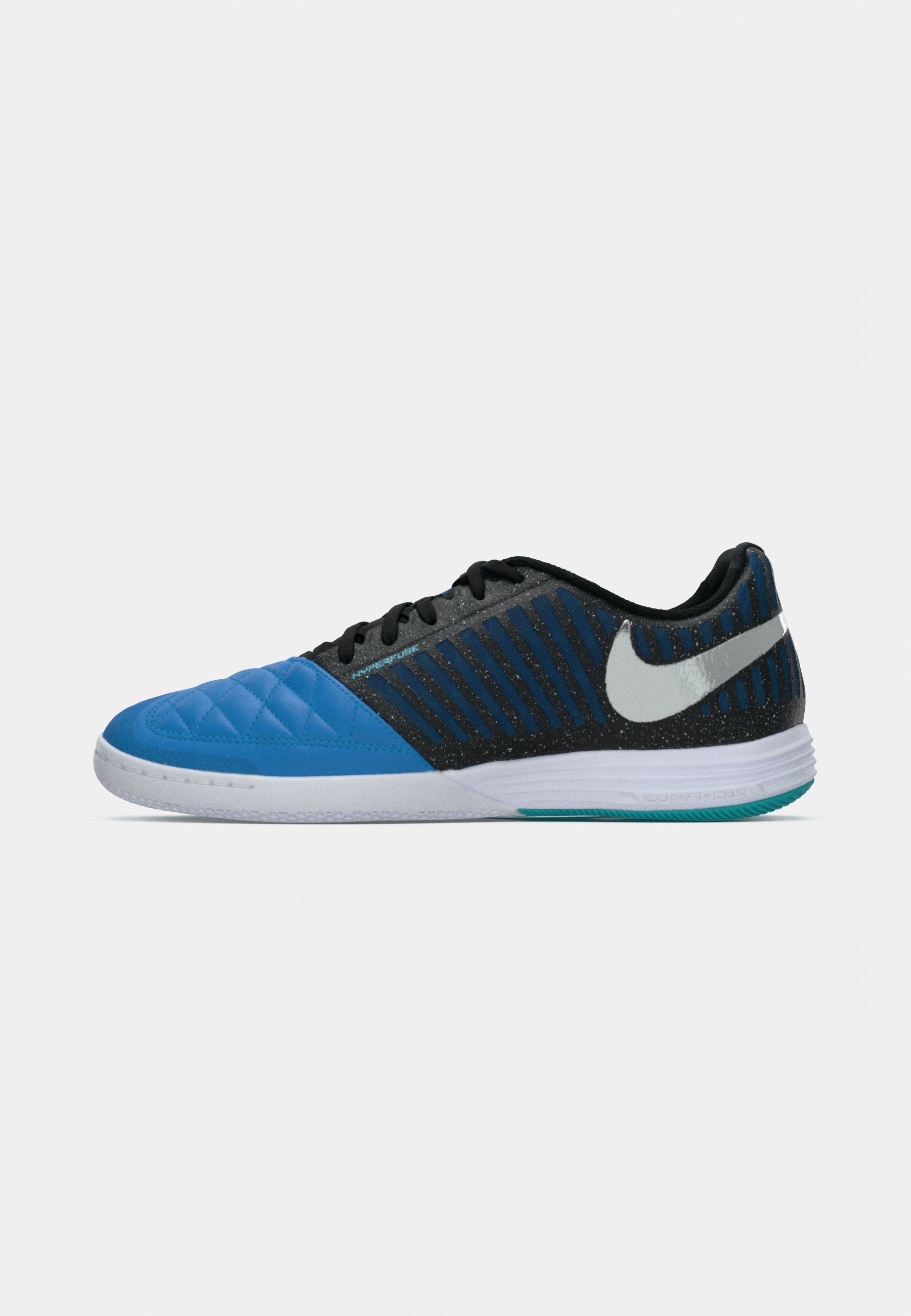 Nike Performance LUNAR GATO - Kopačky na halový fotbal - metalická stříbrná/černá/neptunová modř