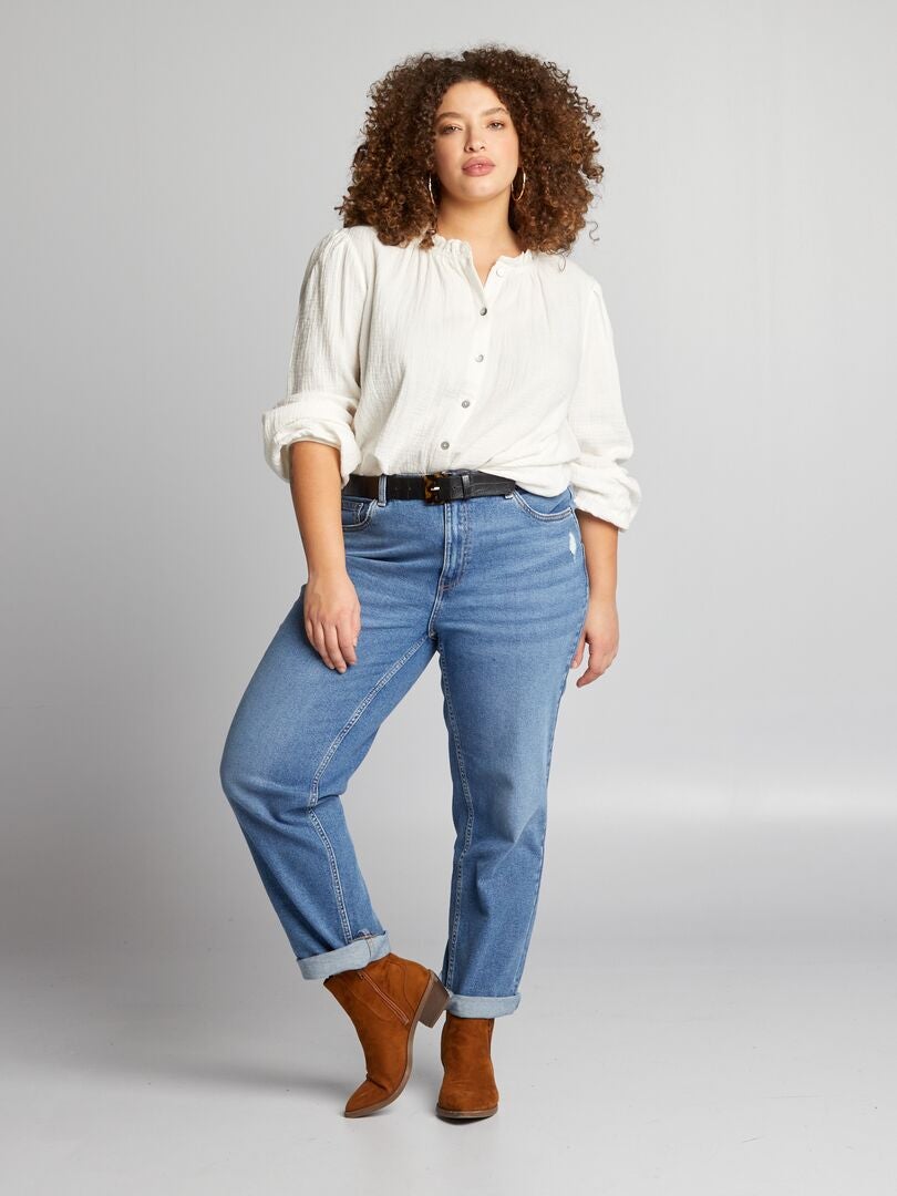 Blouse van katoenen gaas - WIT