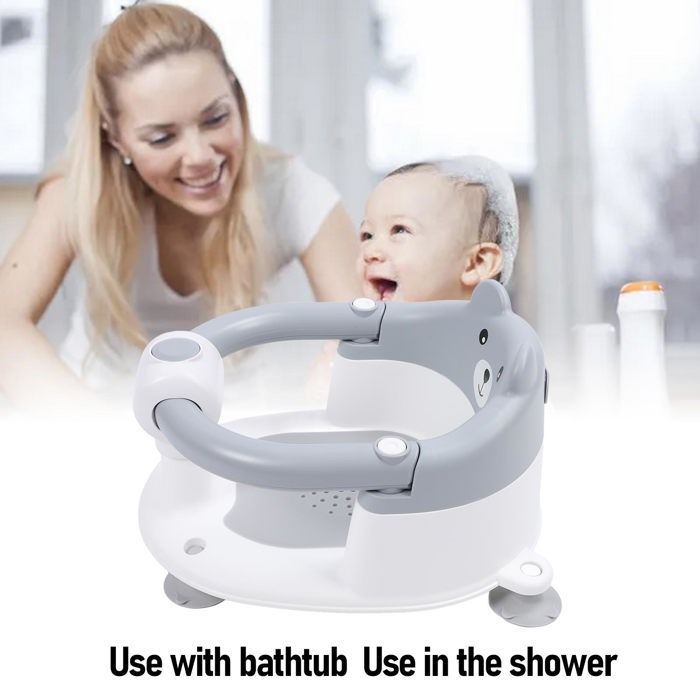 Asiento de baño para bebé OMABETA, silla de baño antideslizante para bebés, asiento para bebés, taburete para guardería, gris.