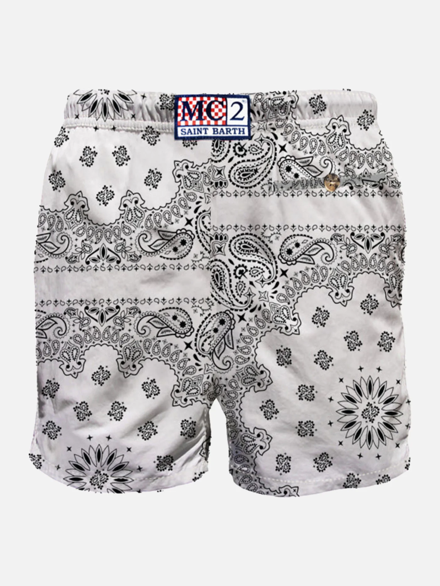 Witte zwembroek voor heren met bandana-print