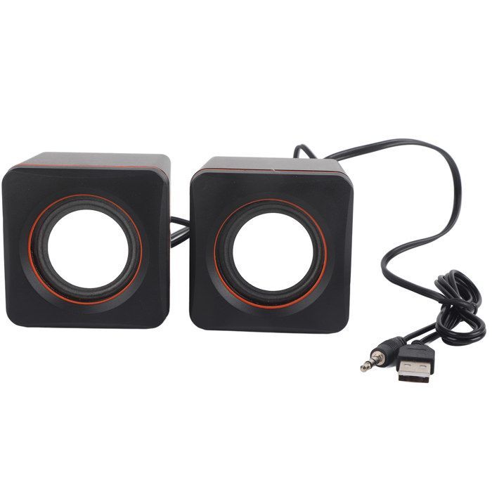 Mini Cube USB stéréo 3,5 mm Jack haut-parleur filaire pour ordinateur de bureau, ordinateur portable (double piste) -SALALIS