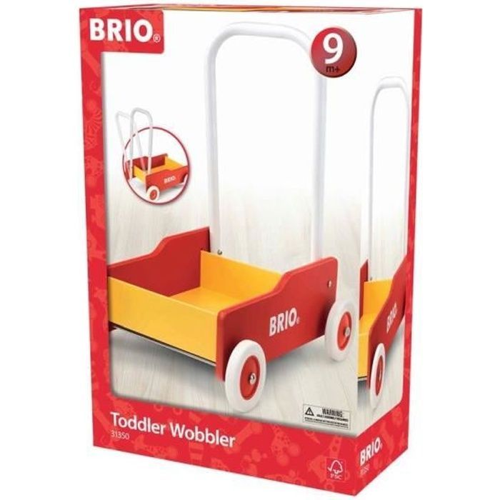 Girello in legno con freno - BRIO - Rosso e giallo - Unisex - Dai 9 mesi