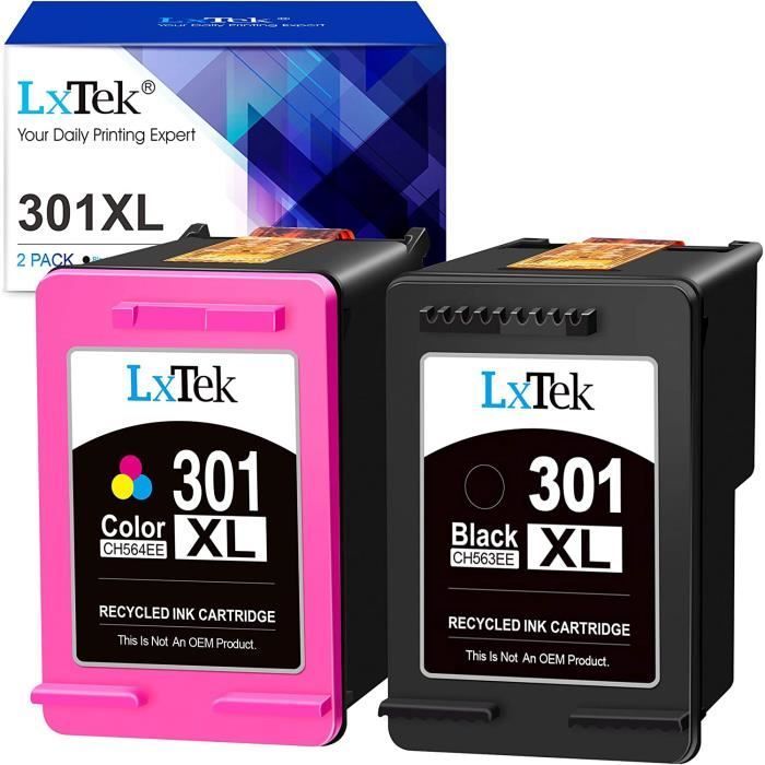 301 XL Remanufactured Ink Cartridges LXTEK 2 Pack Compatible for HP 301 for Deskjet 1000 1010 1050 1050A 1510 1510 1512