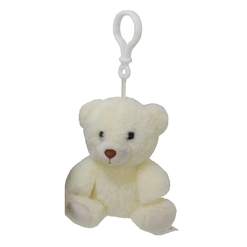 Mini ours en peluche FunToys avec clip blanc