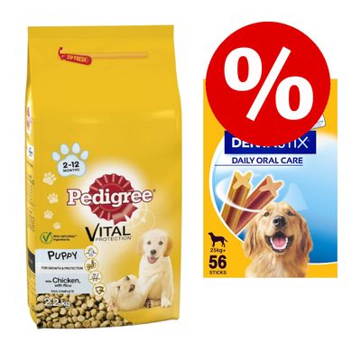 Pedigree torrfoder för hundar + 42x Dentastix Large - Paketpris!*