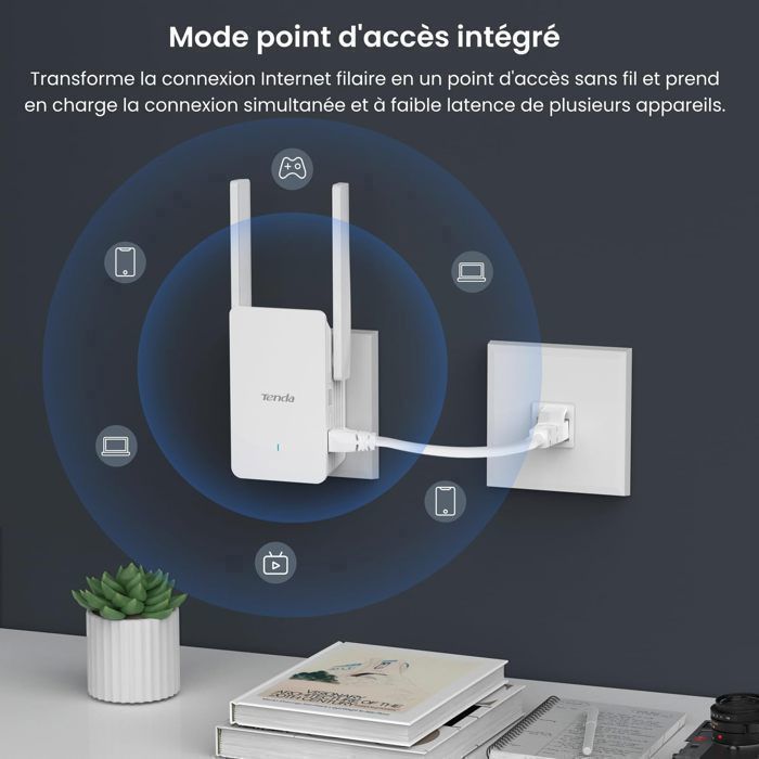 Ripetitore WiFi 6 Tenda A33 AX3000, Dual Band 2.4/5GHz, Porta Gigabit, 2 antenne da 5dBi, Modalità AP, LED intelligente, Copertura 150 m²