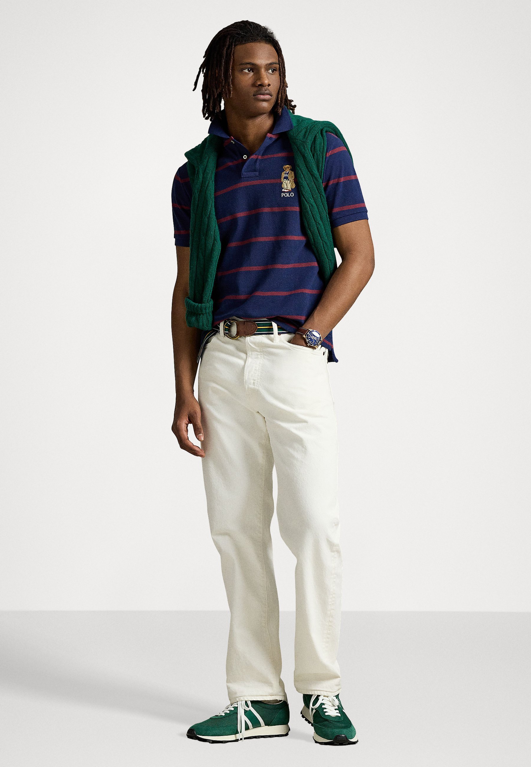 Polo Ralph Lauren SLEEVE - Poloskjorter - newport navy/red wine