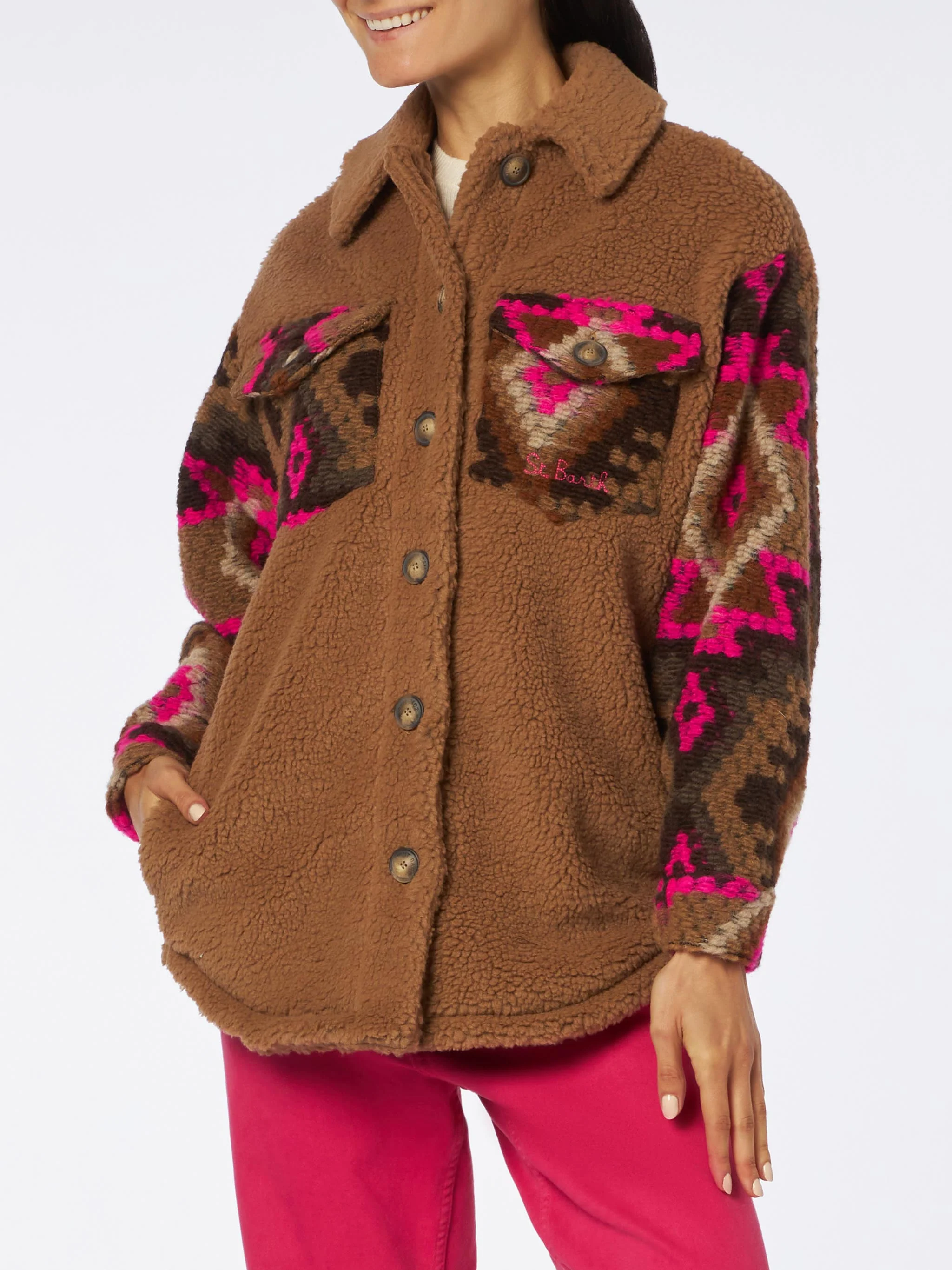 Damesoverhemd van sherpa met etnische print