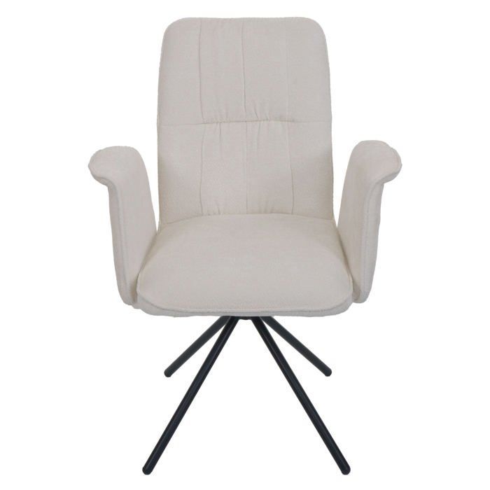 Conjunto de 2 cadeiras de jantar MCW-N99 com apoios de braço em chenille creme.