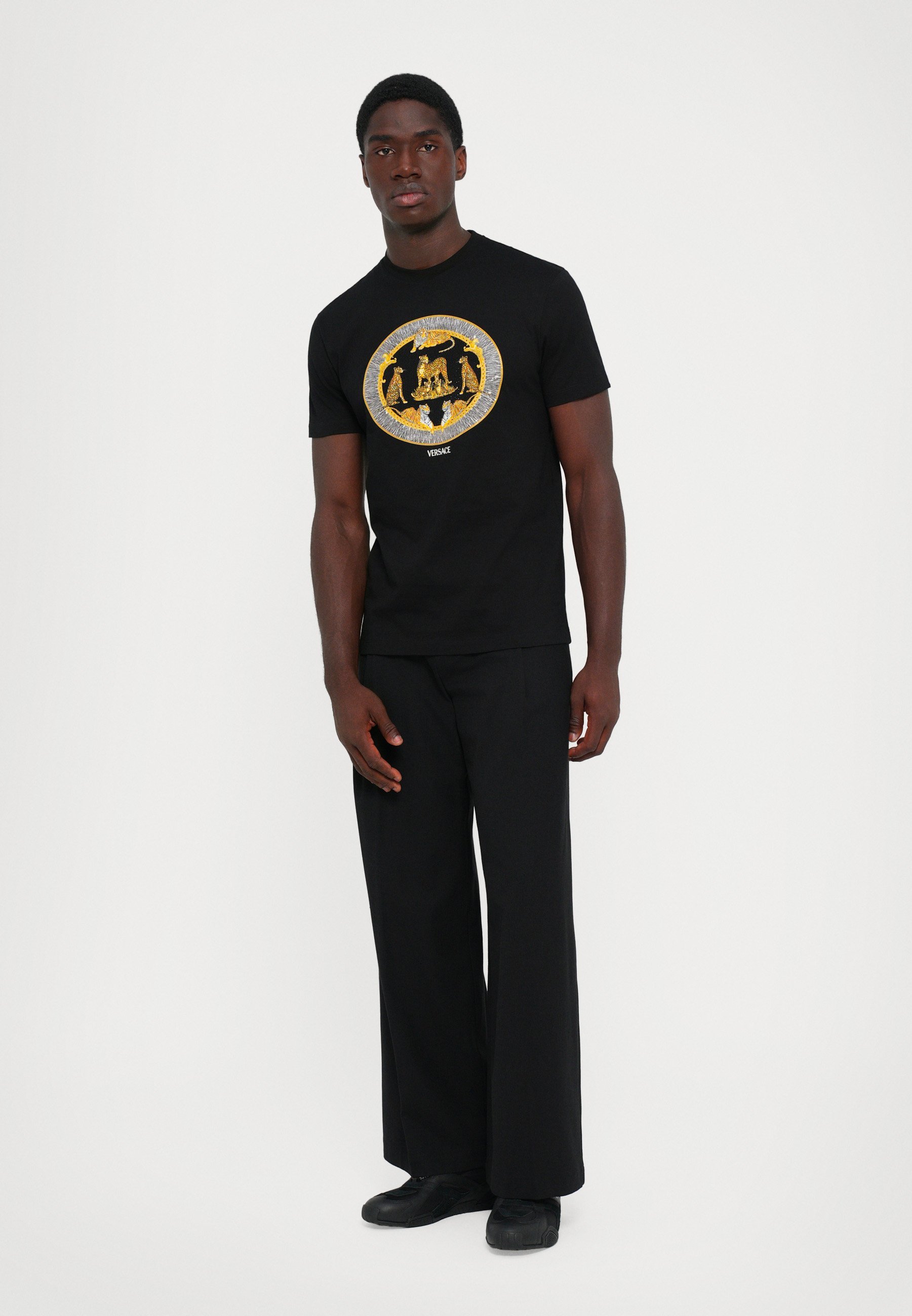 Versace COMPACT WILD CATS PRINT - T-shirt stampata - nera