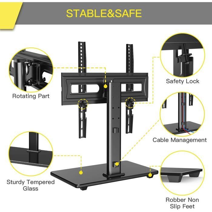 Soporte giratorio universal para TV - para televisores LED, OLED y LCD de 32 a 60 pulgadas, soporte para TV con altura ajustable