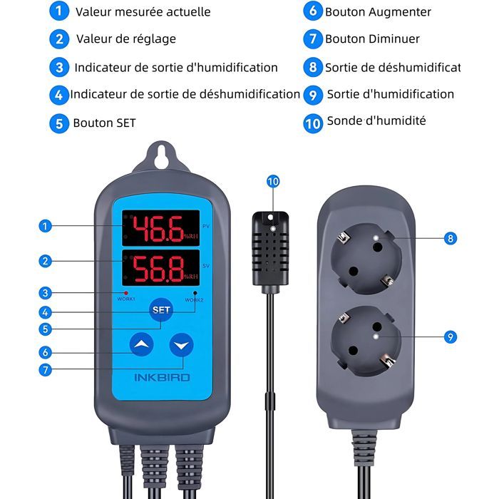 Inkbird IHC-200 Plug-in Hygrostat Thermostat with Probe, Humidity Regulator, Indoor Humidity Controller with Alarm Function