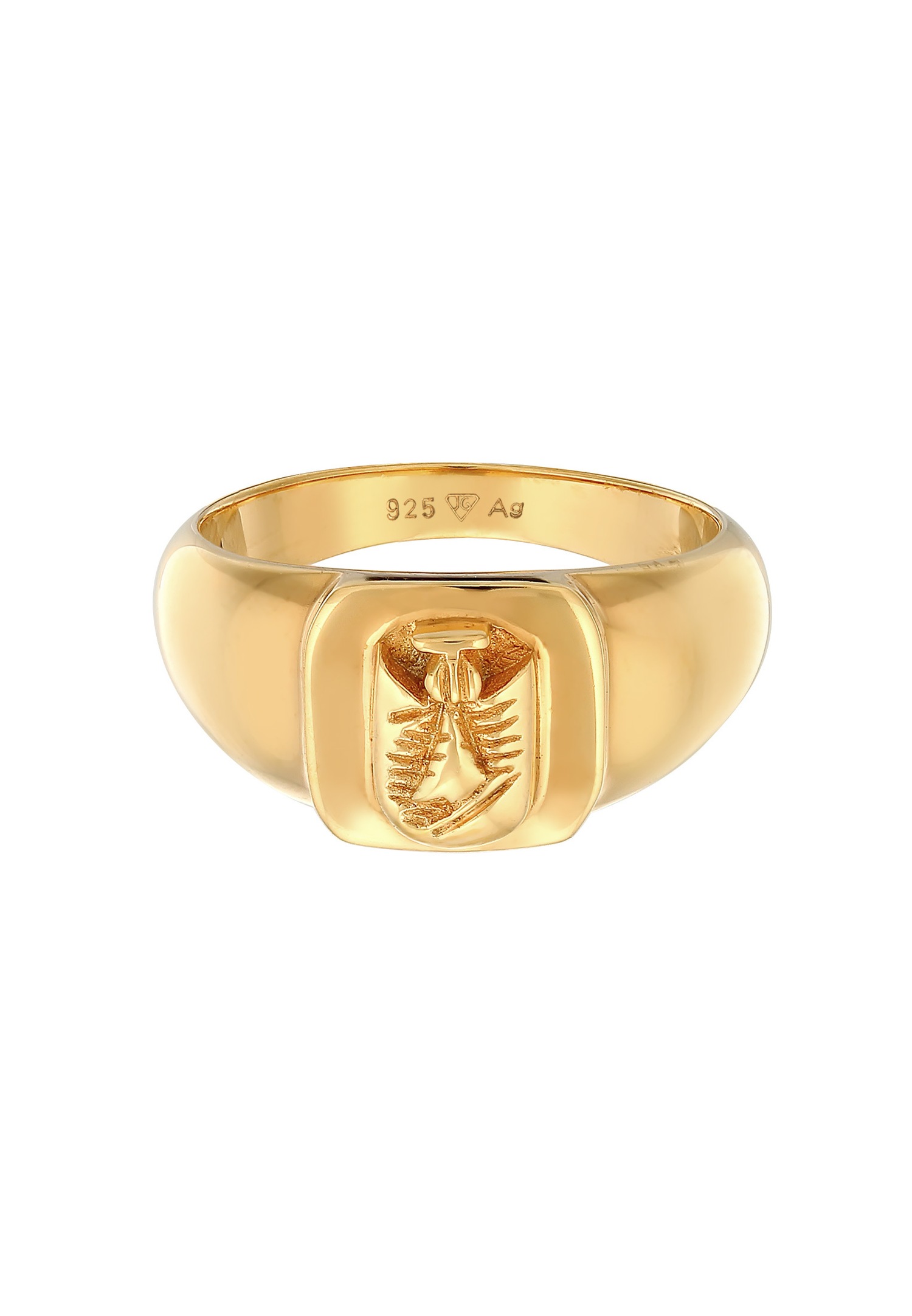 KUZZOI Hommes sceau armoiries petit doigt en argent sterling 925 plaqué or