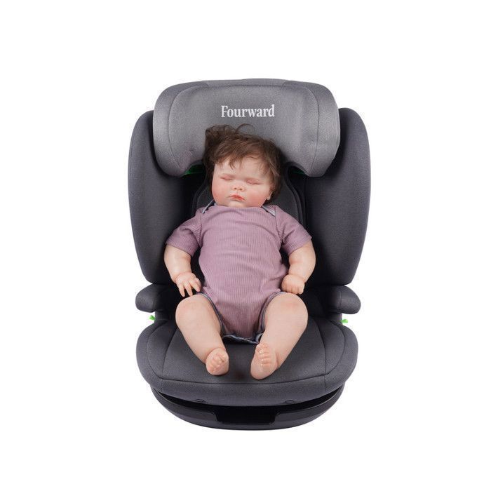 FOURWARD Siège auto ISOFIX pour enfant de 3 à 12 ans 100-150 cm 11-36 kg ECE R129, convient à tous les véhicules - Gris