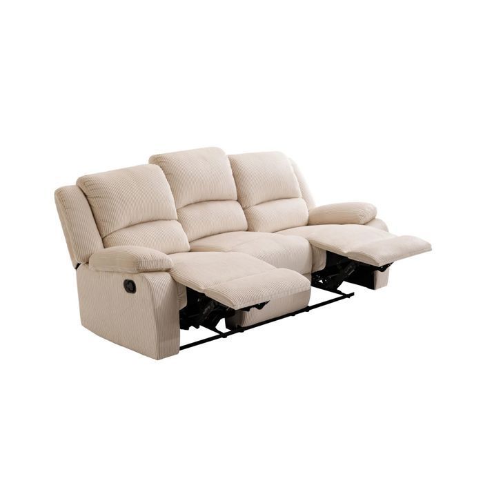 RELAXXO - LEO Sofá reclinable manual de 3 plazas en pana - beige