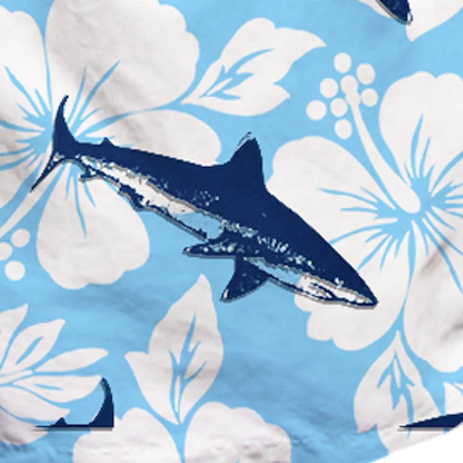 Middellange fluwelen zwemoutfit met haaienprint