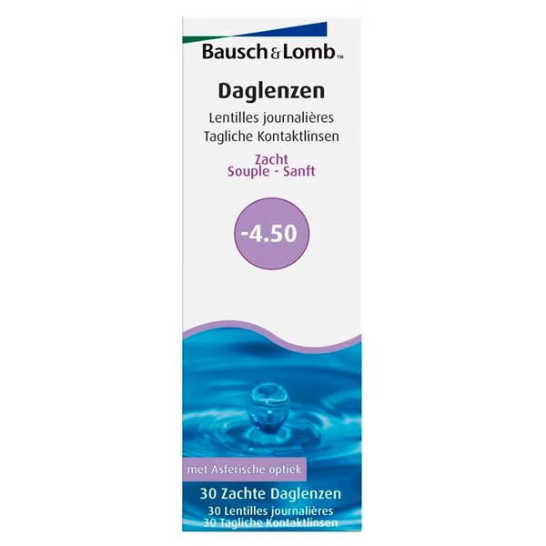 Bausch + Lomb -4.50 мека дневна контактна сочива<br>Медицински производ - 30 комада
