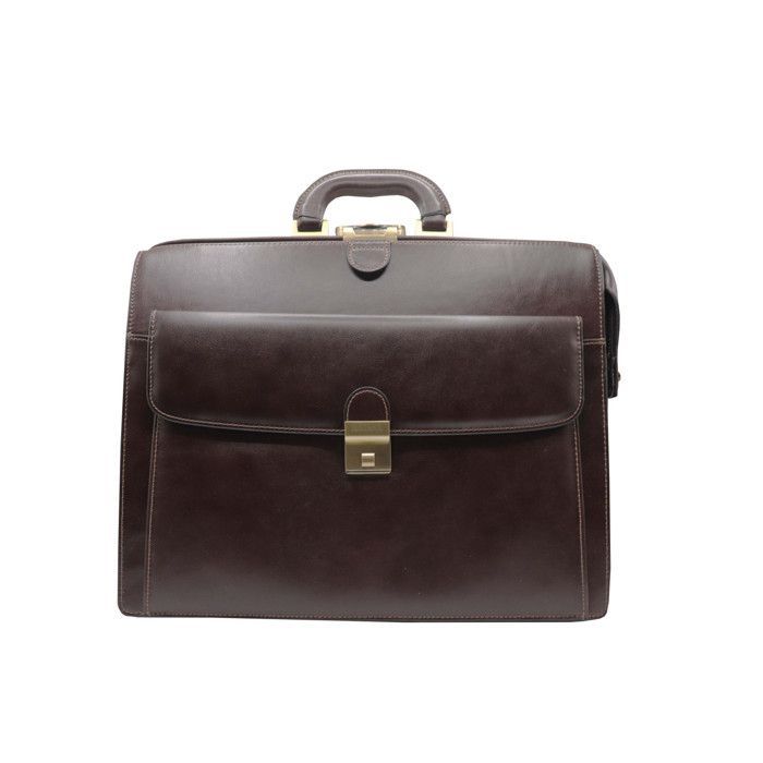 KATANA Bolsa estilo americana grande com 3 compartimentos laterais em couro rachado, ref. 63040 chocolate