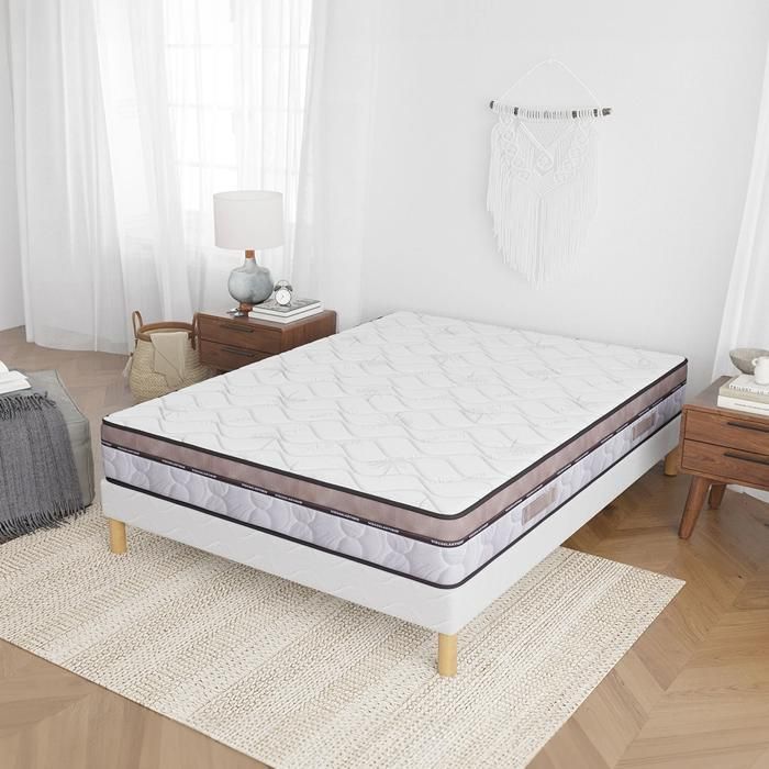 NATURA Bed Base + Mattress Set 160x200 cm | Height 22cm | Memory Foam | 3D Technology | Optimized Ventilation