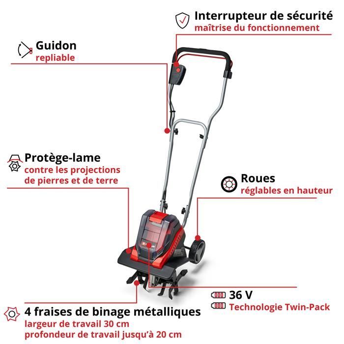 Einhell Motobineuse sans fil GE-CR 30 Li - Solo PXC (36V, Largeur 30cm, Profondeur 20cm) Livré sans Batterie ni Chargeur