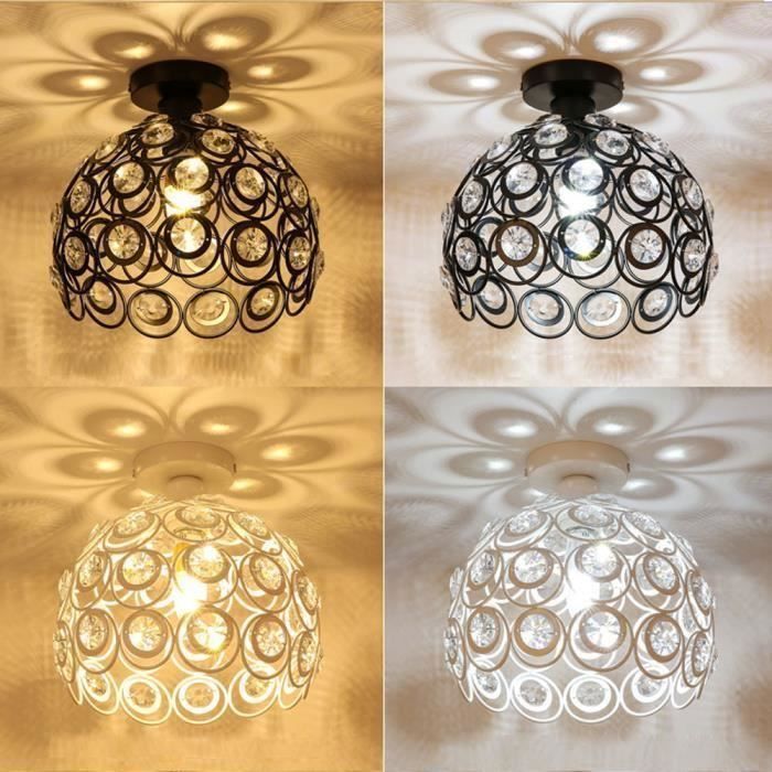 Plafonnier en Cristal Métal fer Lampe de Plafond Lustre Moderne Simple E27 pour salon chambre à coucher, couloir - 20cm
