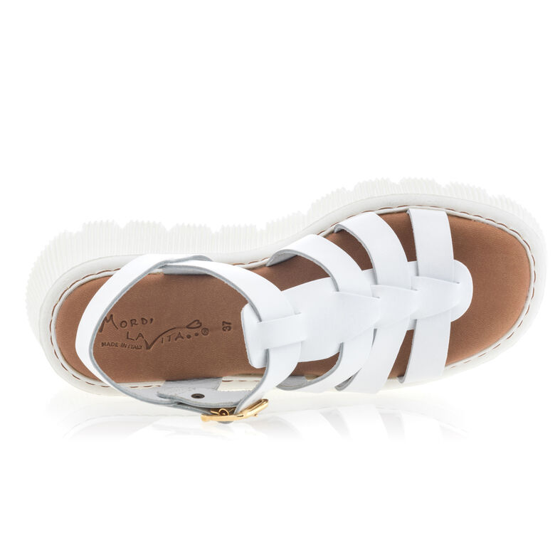 Hvite sandaler / sko med åpen tå til dame