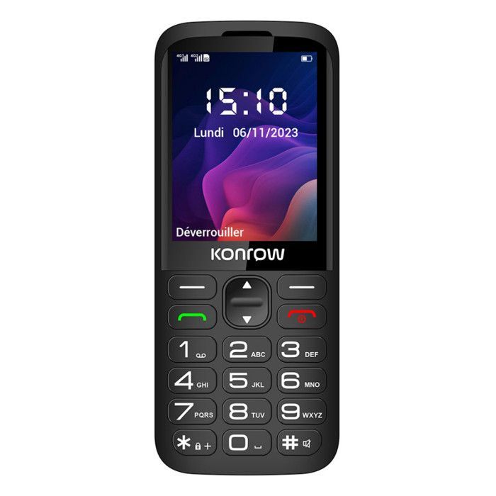 Téléphone mobile - KONROW - Senior 280 Next 4G - Écran 2.8'' - Double Sim - Station de charge