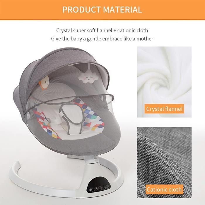 Balancelle bébé avec 5 vitesses de balancement, balançoire électrique bébé avec télécommande et minuterie musicale Bluetooth