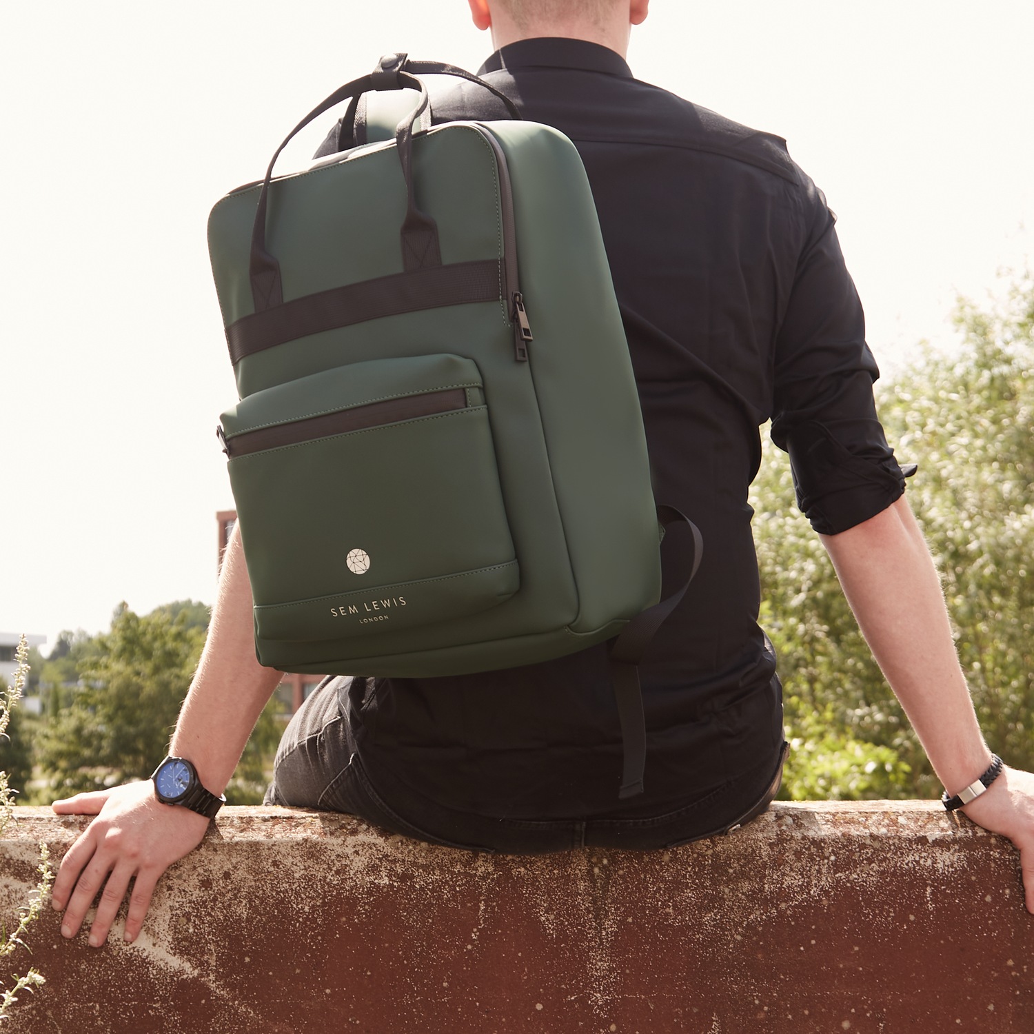 Sac à dos Sem Lewis Southern Hampstead pour homme, sac pour ordinateur portable/sac à dos en nylon - Vert - Vert